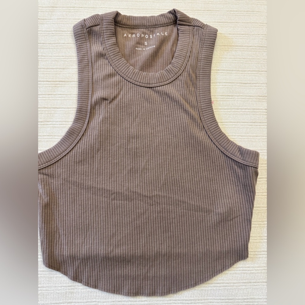 Aeropostale Ribbed Tank Top - Taupe